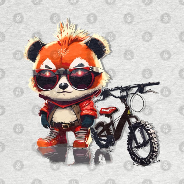 Red Panda with a Bike that is Michael Jackson Inspired by Cautionary Creativity